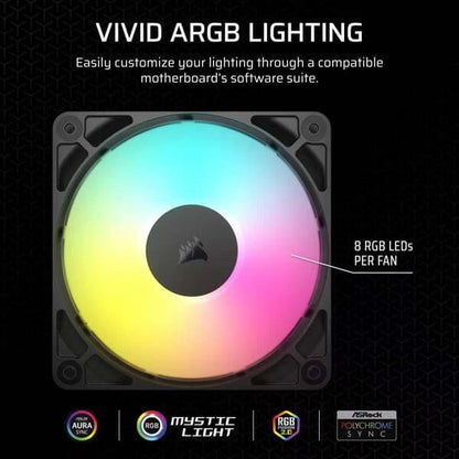 Corsair RS120 ARGB 120 PWM Cabinet Fan Black Triple Pack  Microcenter India