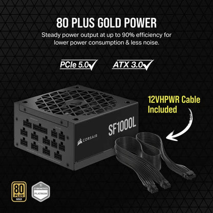 Corsair SF1000L SFX 1000 Watt ATX 3.0 80 Plus Gold SMPS  Microcenter India
