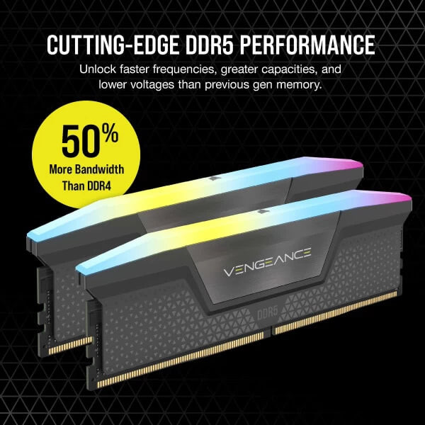 Corsair Vengeance RGB 32GB (16GBx2) DDR5 6000MHz Ram EXPO &amp; XMP  Microcenter India