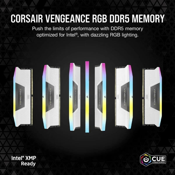 Corsair Vengeance RGB 32GB (16GBx2) DDR5 6000MHz Ram White  Microcenter India