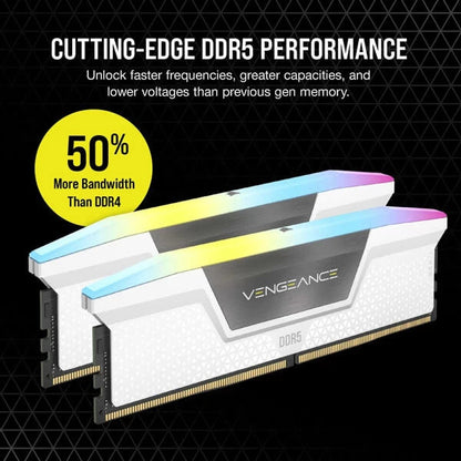 Corsair Vengeance RGB 32GB (16GBx2) DDR5 6000MHz Ram White  Microcenter India