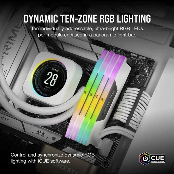 Corsair Vengeance RGB 32GB (16GBx2) DDR5 6000MHz Ram White  Microcenter India