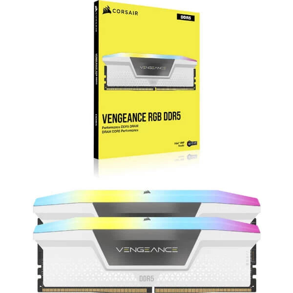 Corsair Vengeance RGB 32GB (16GBx2) DDR5 6000MHz Ram White  Microcenter India
