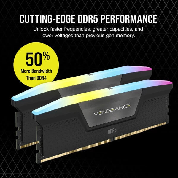 Corsair Vengeance RGB 96GB (48GBx2) DDR5 6400MHz Ram Black  Microcenter India