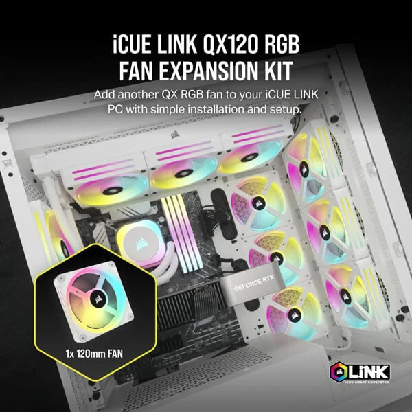 Corsair iCUE Link QX120 RGB White 120mm PWM Cabinet Fan Single Pack  Microcenter India