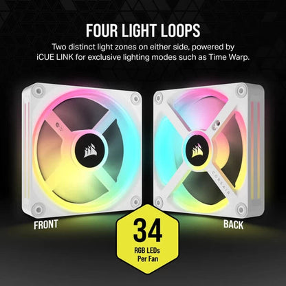 Corsair iCUE Link QX120 RGB White 120mm PWM Cabinet Fan Single Pack  Microcenter India