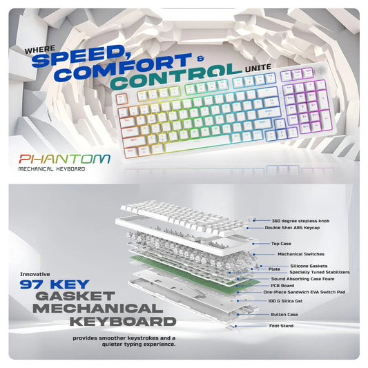 Cosmic Byte Phantom Gasket Mechanical Wired Swappable Keyboard (CB-GK-41)  Microcenter India