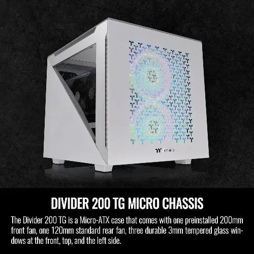 Thermaltake Divider 200 TG Air White Micro-ATX PC Case - Microcenter India.