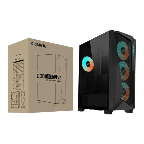 Gigabyte C301 Glass V2 ARGB (E-ATX) Mid Tower Cabinet Black  Microcenter India