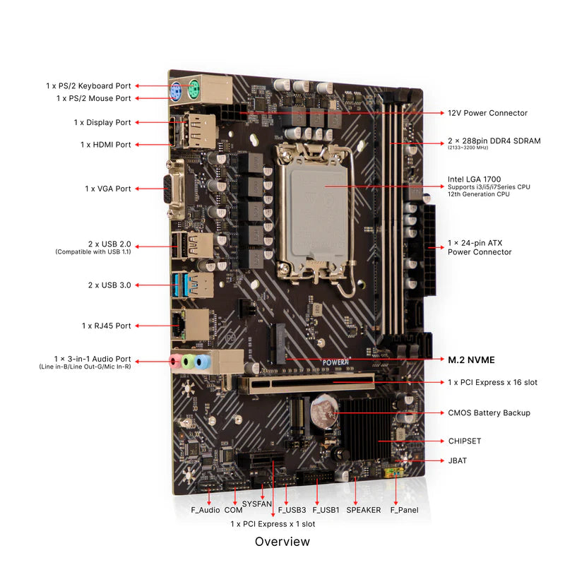 PowerX PMB H610 DDR4 Motherboard  Microcenter India