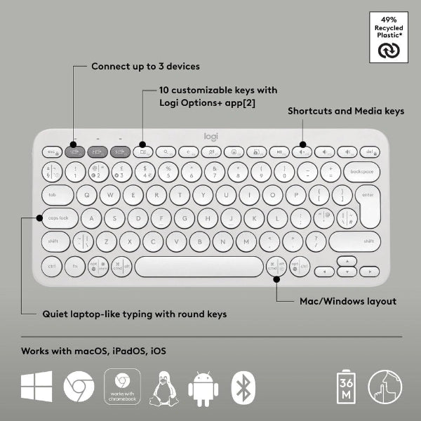 Logitech Pebble Keys 2 K380S Wireless Multi-Device Keyboard - Microcenter India.