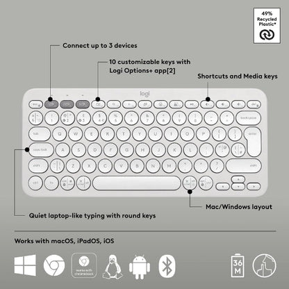 Logitech Pebble Keys 2 K380S Wireless Multi-Device Keyboard - Microcenter India.