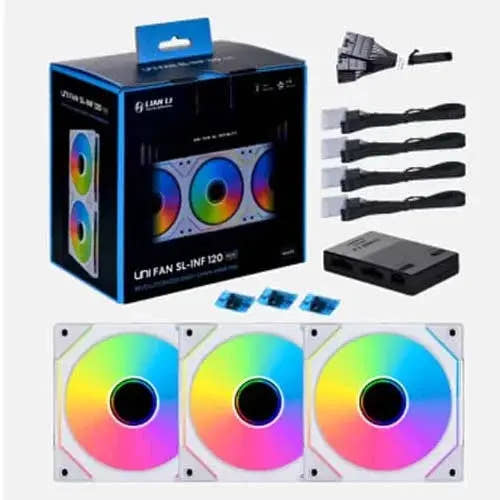 Lian Li UNI SL Infinity 120 White 120mm PWM ARGB Cabinet Fan Triple Pack 