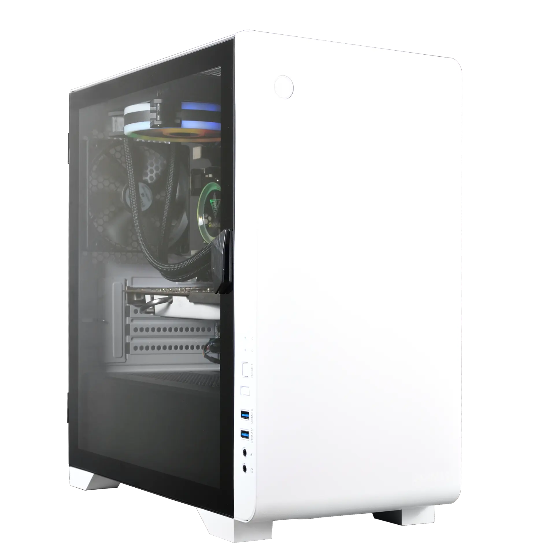 GAMDIAS MARS E2 white micro-ATX cabinet with tempered glass swing door