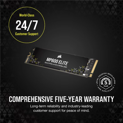 Corsair MP600 ELITE 4TB PCIe Gen4 x4 NVMe 1.4 M.2 SSD - Microcenter India.