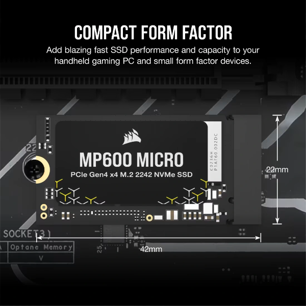 Corsair MP600 MICRO 2TB PCIe 4.0 Gen4 x4 NVMe M.2 2242 SSD - Microcenter India.