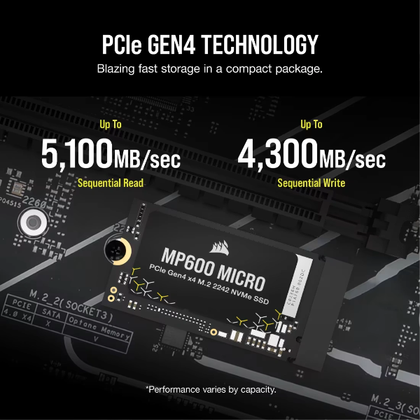 Corsair MP600 MICRO 2TB PCIe 4.0 Gen4 x4 NVMe M.2 2242 SSD - Microcenter India.