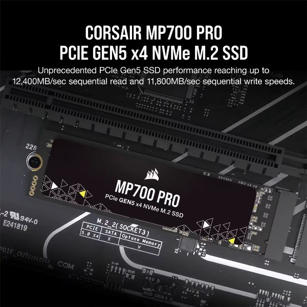 Corsair MP700 PRO 4TB PCIe Gen5 x4 NVMe 2.0 M.2 SSD - Microcenter India.