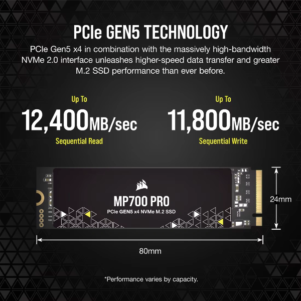 Corsair MP700 PRO 4TB PCIe Gen5 x4 NVMe 2.0 M.2 SSD - Microcenter India.