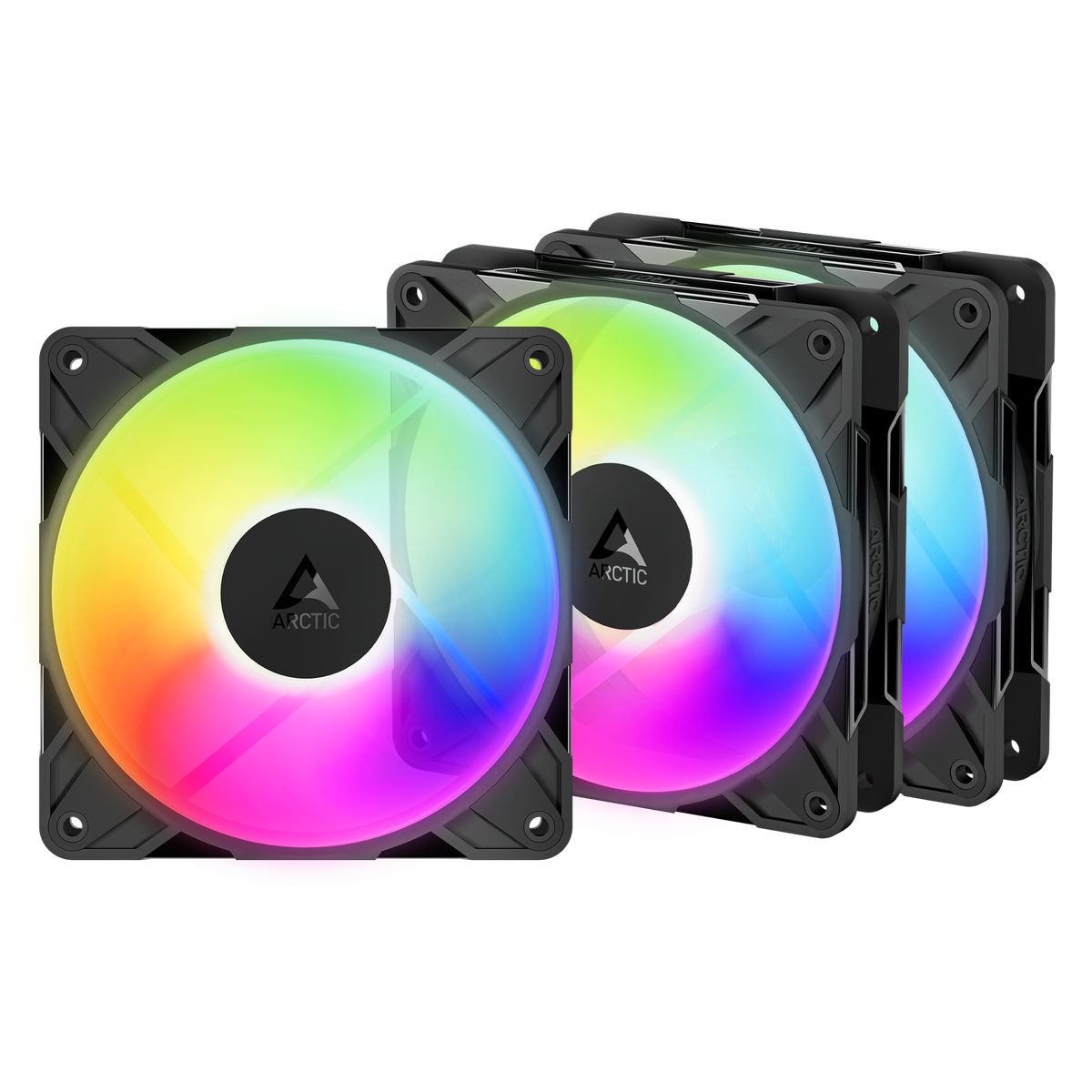 ARCTIC P12 Pro Reverse A-RGB 120mm PWM case fan three pack in black