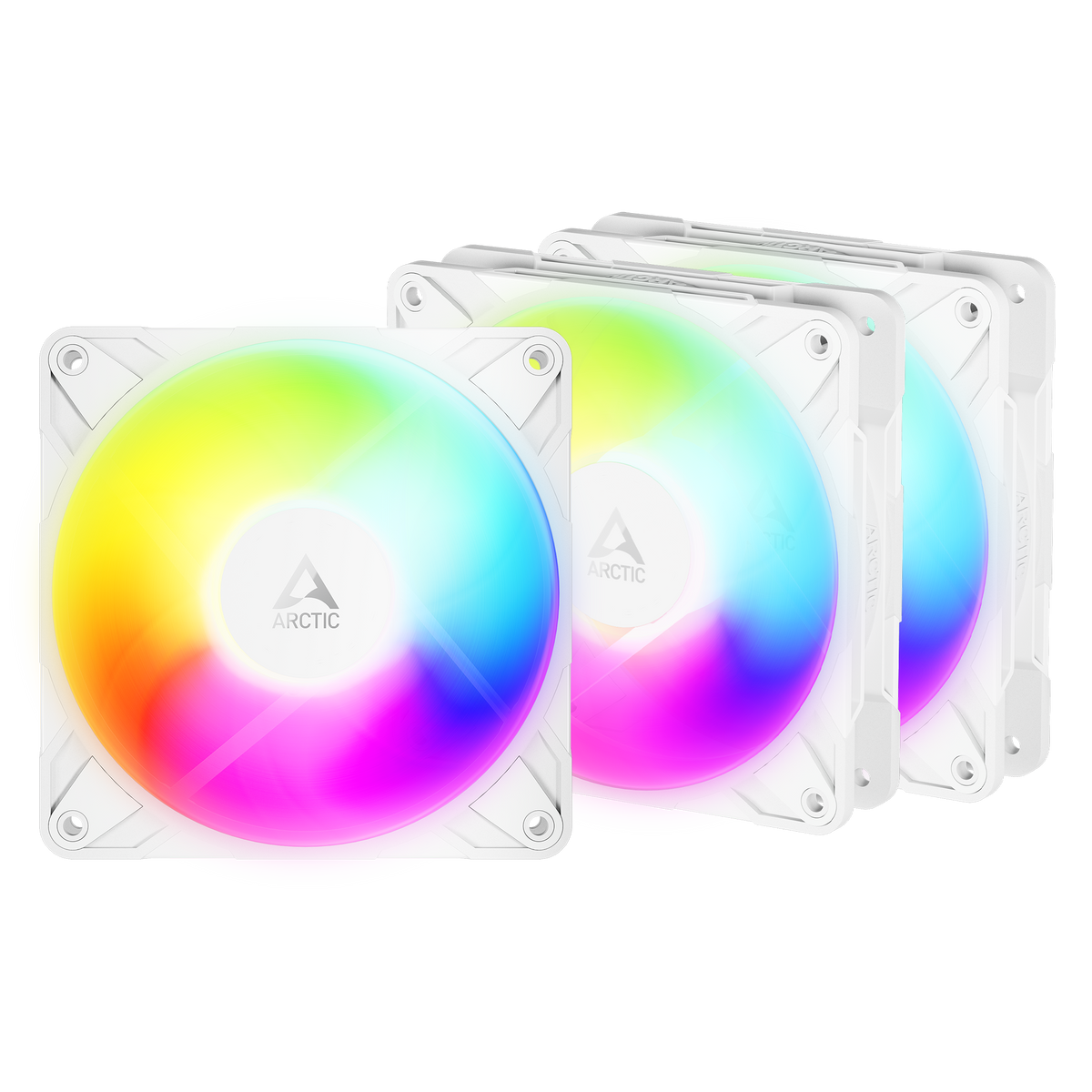 ARCTIC P12 Pro Reverse A-RGB 120mm PWM case fan three pack in white