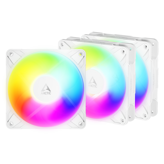 ARCTIC P12 Pro Reverse A-RGB 120mm PWM case fan three pack in white