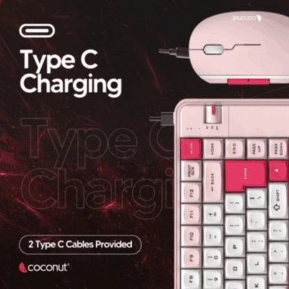Coconut Pearl Rechargeable Multi Device Pink Wireless Keyboard and Mouse Combo - Microcenter India.