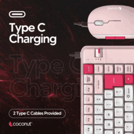 Coconut Pearl Rechargeable Multi Device Pink Wireless Keyboard and Mouse Combo - Microcenter India.