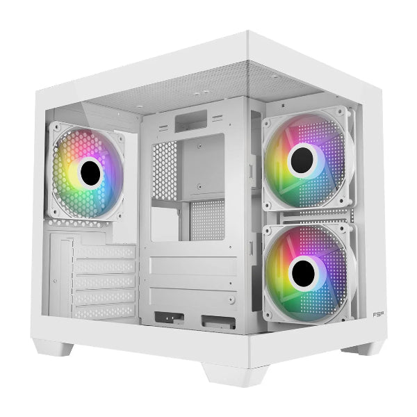 FSP S140 White Small Form Factor Panoramic Case with 3 ARGB Fans - Microcenter India.