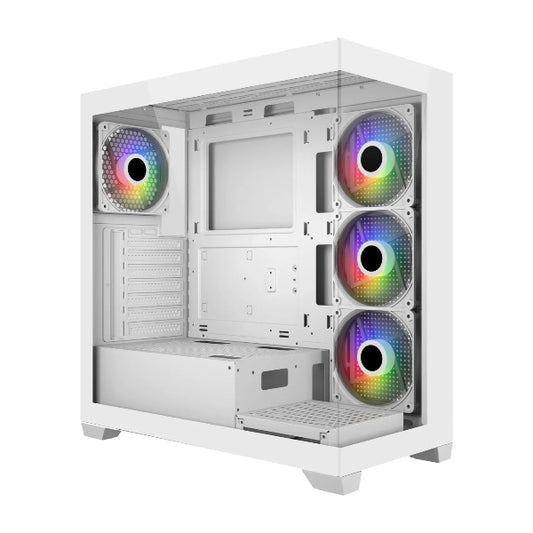 FSP M340 White ATX Mid Tower Case with 4 ARGB Fans and USB C - Microcenter India.