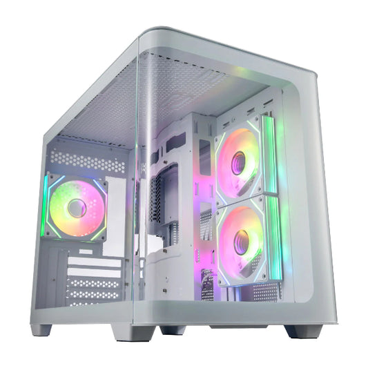 FSP S380 White Micro ATX Mid Tower Case with 3 ARGB Fans - Microcenter India.