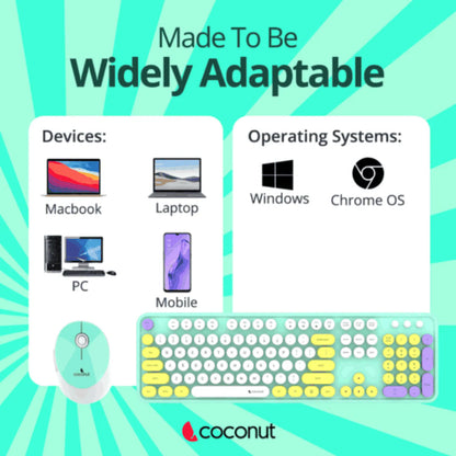 Coconut Vintage Retro Wireless Keyboard and Mouse Combo - Microcenter India.