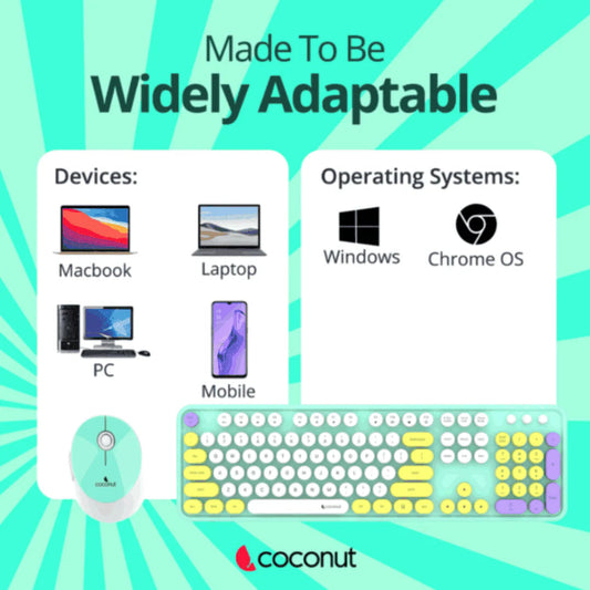 Coconut Vintage Retro Wireless Keyboard and Mouse Combo - Microcenter India.