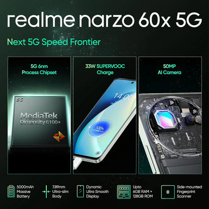 Realme Narzo 60X 5G Stellar Green 4GB Ram 128GB Storage