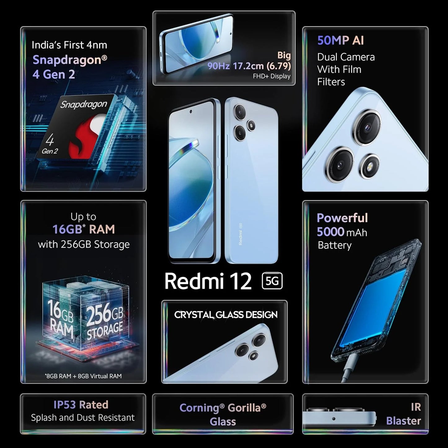 Redmi 12 5G Pastel Blue 8GB RAM 256GB Storage