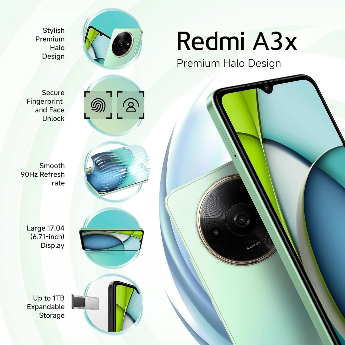 Redmi A3X Ocean Green 4GB RAM 128GB Storage