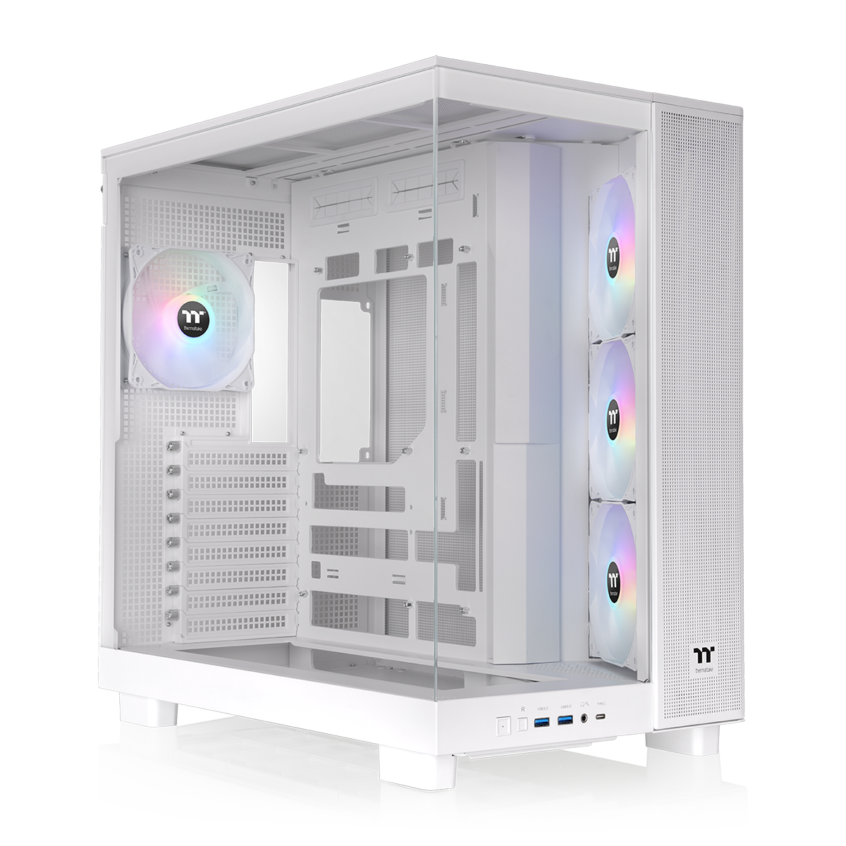Thermaltake View 380 XL TG ARGB Snow dual chamber mid tower case in white