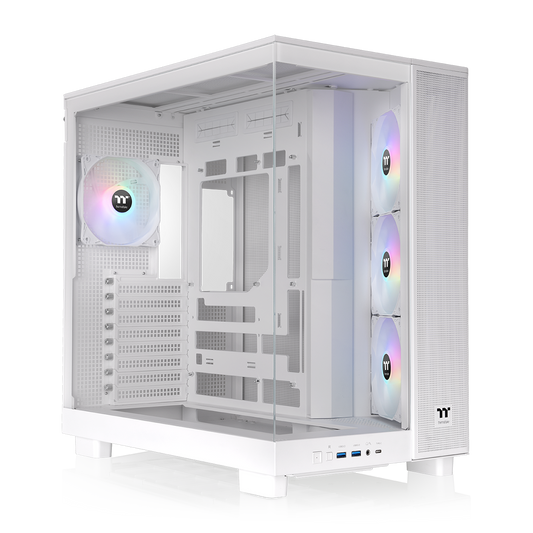 Thermaltake View 380 XL TG ARGB Snow dual chamber mid tower case in white
