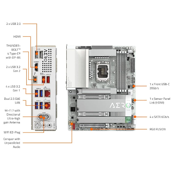 Gigabyte Motherboard Z890 AERO G DDR5 WiFi 7 ATX - Microcenter India.