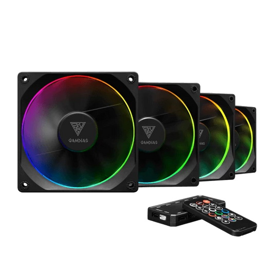 Gamdias Aeolus M3-1204R - 120mm PWM ARGB Cabinet Fan (Four Pack)