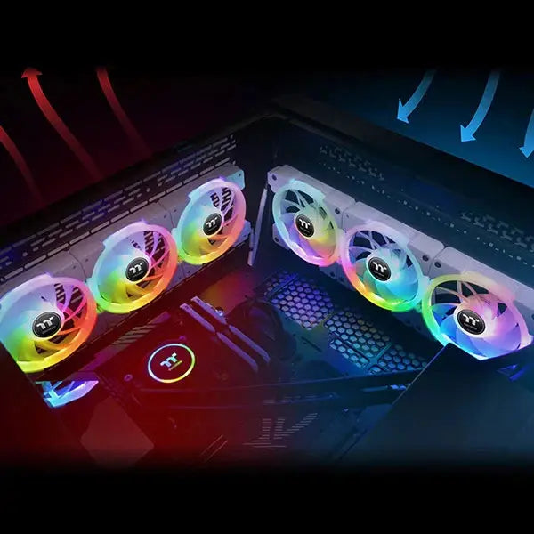 Thermaltake Swafan EX14 White RGB - 140mm Cabinet Fan With Controller (Triple Pack) 