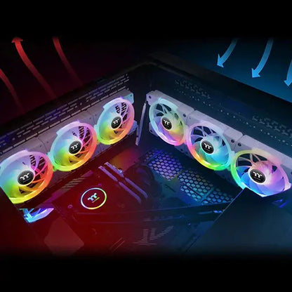 Thermaltake Swafan EX14 White RGB - 140mm Cabinet Fan With Controller (Triple Pack) 