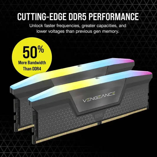 Corsair Vengeance RGB 64GB DDR5 5600MHz DRam (Gray)  Microcenter India