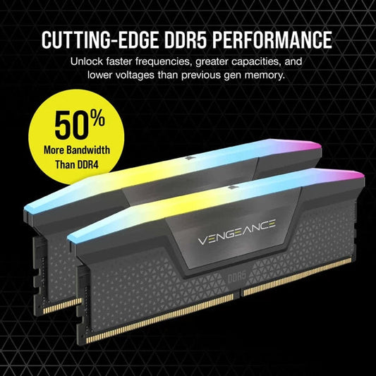Corsair Vengeance RGB 64GB DDR5 5600MHz DRam (Gray)  Microcenter India