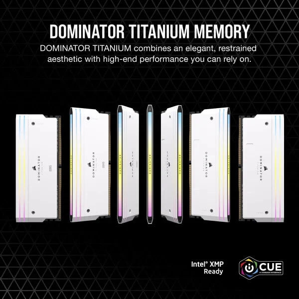Corsair Dominator Titanium RGB DDR5 32GB (16GBx2) 7200MHz RAM (White) 
