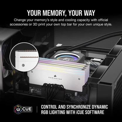 Corsair Dominator Titanium RGB DDR5 32GB (16GBx2) 7200MHz RAM (White) 