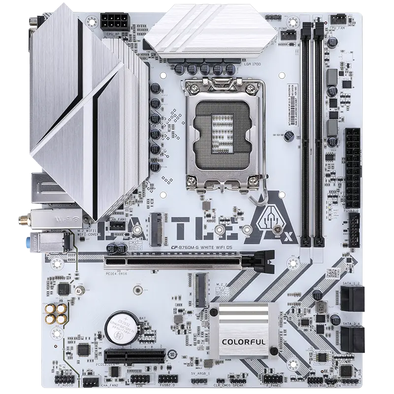 Colorful BATTLE-AX B760M-G WHITE WIFI D5 V20 Motherboard,colorful battle ax,AM5 motherboard,DDR5 motherboard,Gaming motherboard,white motherboard,gaming,mother board white,white wifi motherboard,v20 motherboard,colorful battle ax,white amd motherboard with wifi,colorful battle