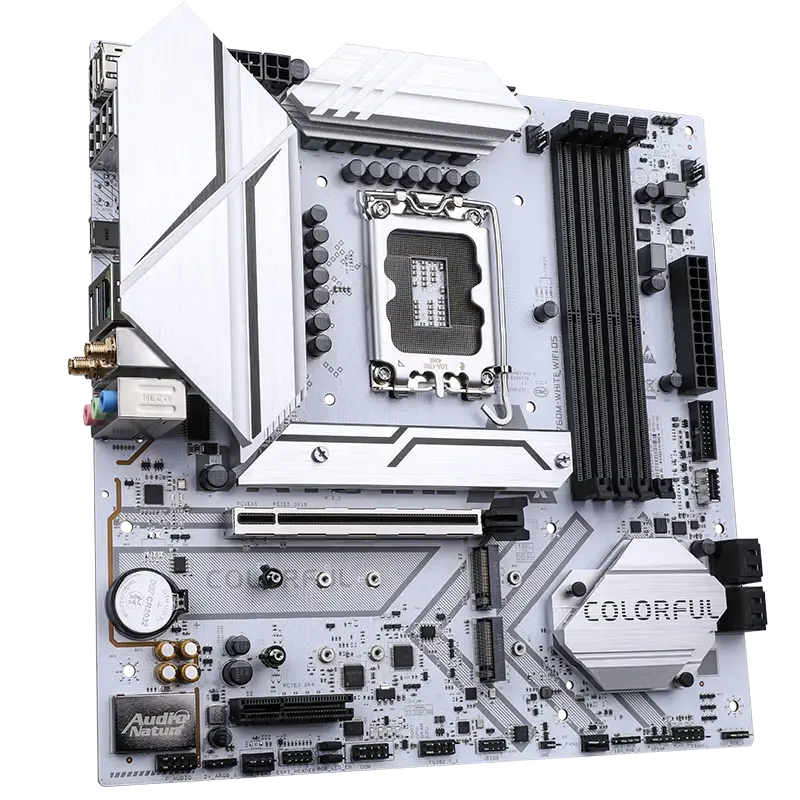 Colorful BATTLE-AX B760M-G WHITE WIFI D5 V20 Motherboard,colorful battle ax,AM5 motherboard,DDR5 motherboard,Gaming motherboard,white motherboard,gaming,mother board white,white wifi motherboard,v20 motherboard,colorful battle ax,white amd motherboard with wifi,colorful battle