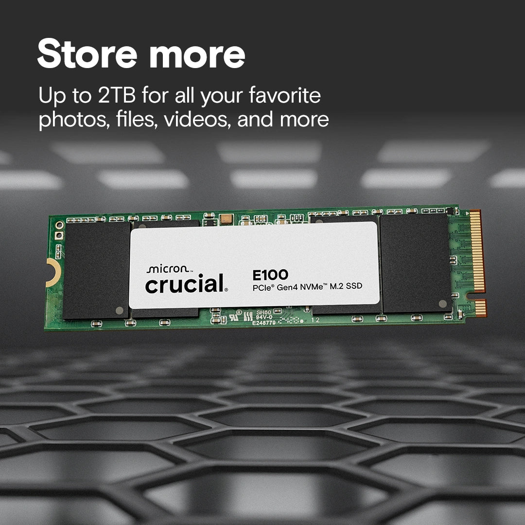 Crucial E100 2TB PCIe Gen4 NVMe M 2 SSD