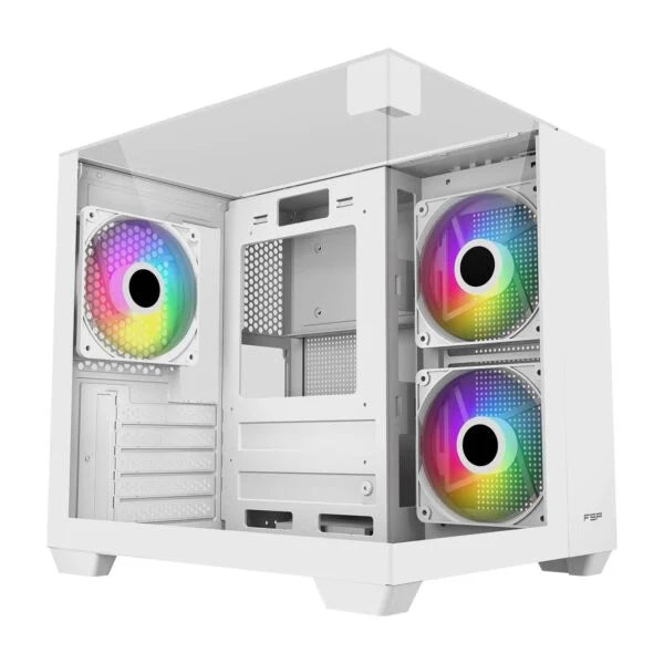 FSP S190 White Small Form Factor Three Glass Panel Case with 3 ARGB Fans - Microcenter India.